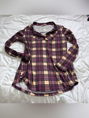 Miusey Ultra Soft Fall Plaid Long Sleeve Top